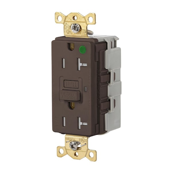Hubbell Wiring Device-Kellems GFCI Receptacle, 20 Amp, Brown, Heavy Duty, Tamper Resistant, Weather Resistant, Self Test SNAPGFTW83 - main